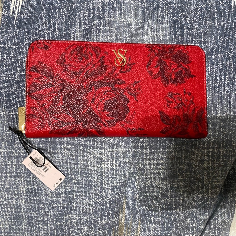 Victoria’s Secret red and black flower wallet